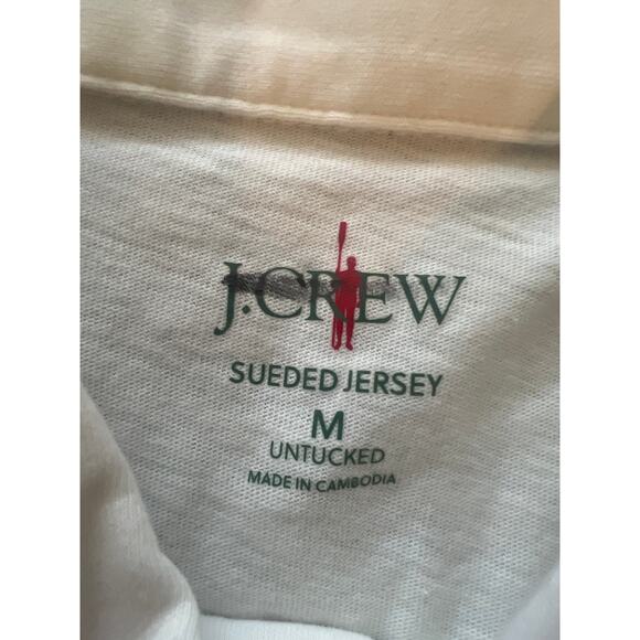 J.Crew Classic Untucked Sueded Cotton Polo Shirt Ivory Medium NWT - Picture 6 of 10